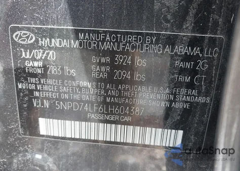 2020 Hyundai Elantra Se из США, поврежденный, VIN 5NPD74LF6LH604387